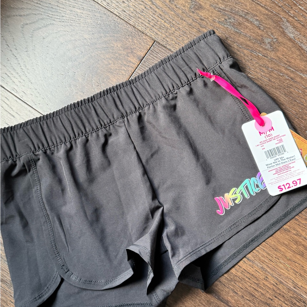 3/$20 Justice Black Shorts with Colorful Logo